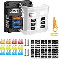 Rovtop Caja Fusibles 12v de 6 Vías- Portafusibles Coche- Circuito Independiente- Indicador LED- Adecuado Para Todas las…